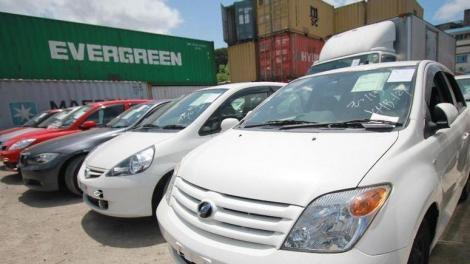 Cars pictured at a port in Mombasa.